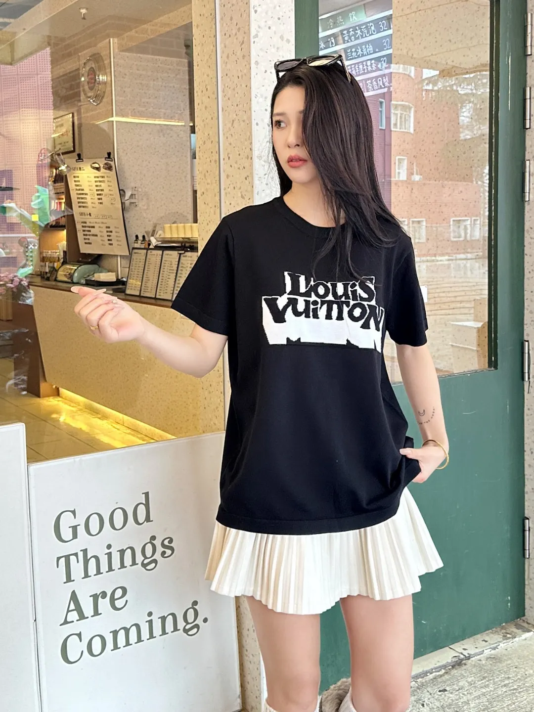 Louis Vuitton/Louis Vuitton letter ghost jacquard knitted short sleeves